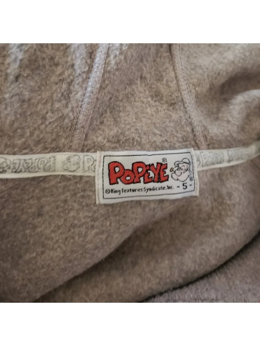 Popeye Vtg Team Porto American Hoodie Full Zip Beige/Red Size 5 - Picture 5 of 9